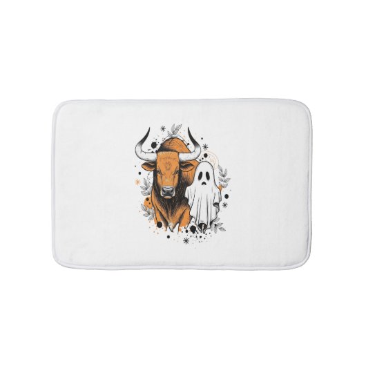 Halloween Highland Cow Pumpkin Badematte (Vorderseite)