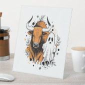 Halloween Highland Cow Pumpkin Sockelschild (In Situ)