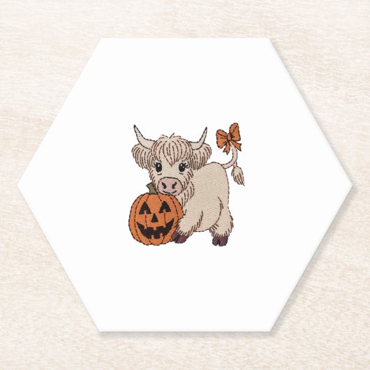 Halloween Highland Cow Pumpkin Untersetzer (Vorderseite)