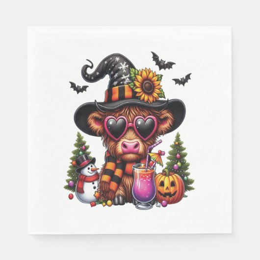 Halloween Highland Cow Serviette (Vorderseite)
