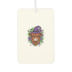 Halloween Highland Kuh Hexenhut Vintage Vektor_1 Autolufterfrischer