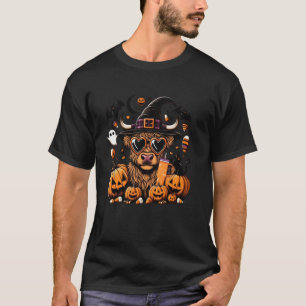Halloween Highland Kuh Hexenkuh Gruseliger Kürbis  T-Shirt