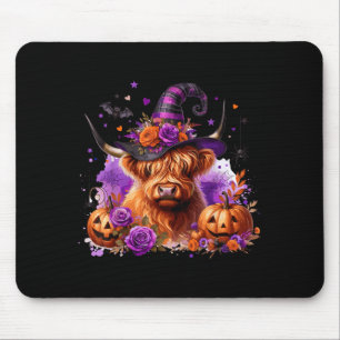 Halloween Highland-Kuh Kürbis Hexen-Fledermaus Mousepad