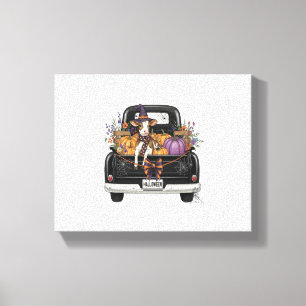 Halloween Highland-Kuh mit Lastwagen Leinwanddruck