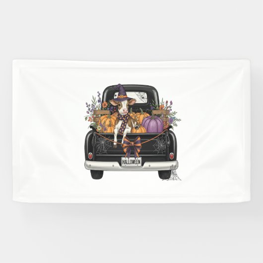 Halloween Highland-Rind mit LKW Banner (Horizontal)