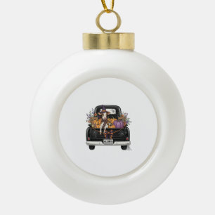 Halloween Highland-Rind mit LKW Keramik Kugel-Ornament