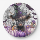 Halloween Highland-Rind-Papierplatten Pappteller (Vorderseite)
