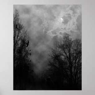 Halloween-Himmel mit Raben Poster
