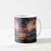 Halloween-Hintergrund in Orange und Grautönen Kaffeetasse (VorderseiteRechts)