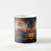 Halloween-Hintergrund in Orange und Grautönen Kaffeetasse (Mittel)