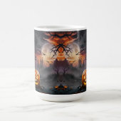 Halloween-Hintergrund in Orange und Grautönen Kaffeetasse (Mittel)