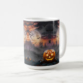 Halloween-Hintergrund in Orange und Grautönen Kaffeetasse (VorderseiteRechts)