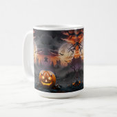 Halloween-Hintergrund in Orange und Grautönen Kaffeetasse (Vorderseite Links)