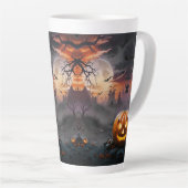 Halloween-Hintergrund in Orange und Grautönen Milchtasse (Rechte Ecke)