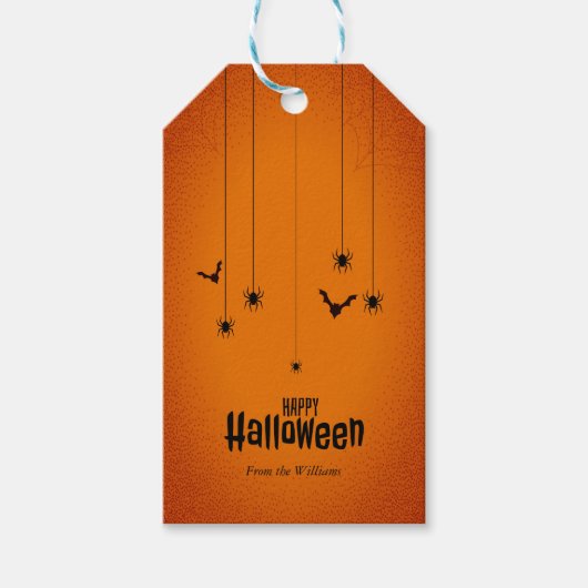 Halloween-Hintergrund mit Fledermäusen und Spinnen Geschenkanhänger (Vorderseite)