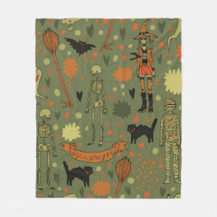Halloween-Hintergrund. mit Katzen, Rose, Fledermau Fleecedecke