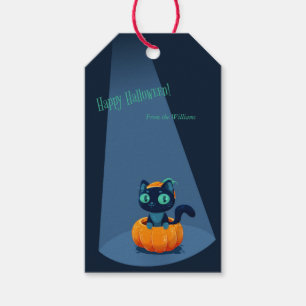 Halloween-Hintergrund mit niedlicher Katze Geschenkanhänger