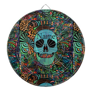 Halloween Hippie Schädel Thunder_Cove Dartscheibe