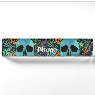 Halloween Hippie Schädel Thunder_Cove Namensplakette
