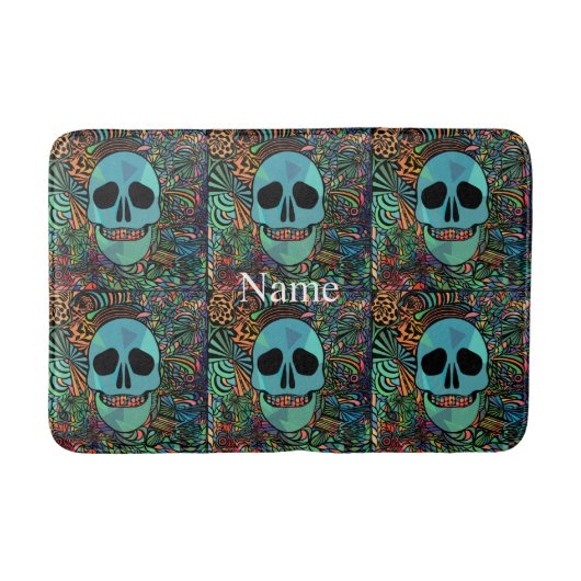 Halloween Hippie Skull Thunder_Cove Badematte (Vorderseite)