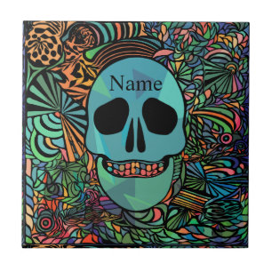Halloween Hippie Skull Thunder_Cove Fliese