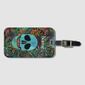 Halloween Hippie Skull Thunder_Cove Gepäckanhänger (Vorderseite (Horizontal))