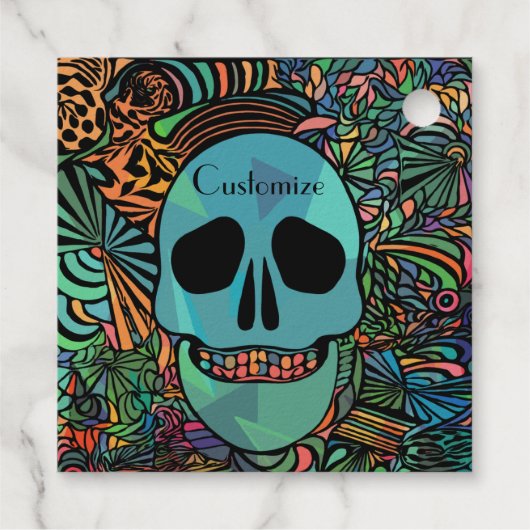 Halloween Hippie Skull Thunder_Cove Geschenkanhänger (Rückseite)