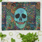Halloween Hippie Skull Thunder_Cove Geschirrtuch (Gefaltet)
