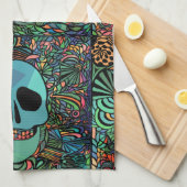 Halloween Hippie Skull Thunder_Cove Geschirrtuch (Viertel Falte)