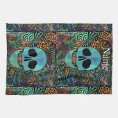 Halloween Hippie Skull Thunder_Cove Geschirrtuch (Horizontal)