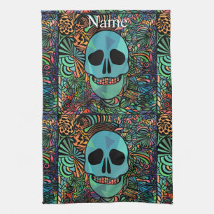 Halloween Hippie Skull Thunder_Cove Geschirrtuch