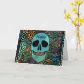 Halloween Hippie Skull Thunder_Cove Karte (Gelbe Blume)