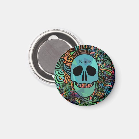 Halloween Hippie Skull Thunder_Cove Magnet (Vorderseite/Rückseite)