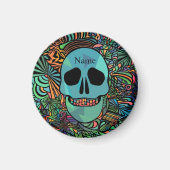 Halloween Hippie Skull Thunder_Cove Magnet (Vorne)