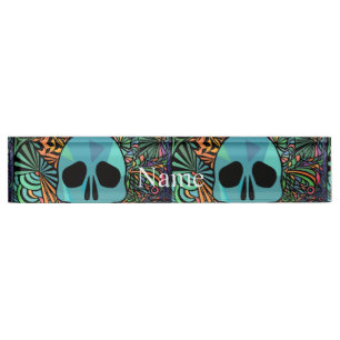 Halloween Hippie Skull Thunder_Cove Namensplakette