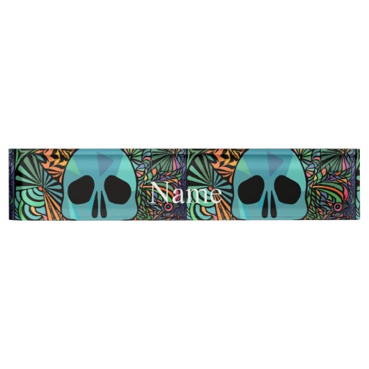 Halloween Hippie Skull Thunder_Cove Namensplakette (Vorderseite)