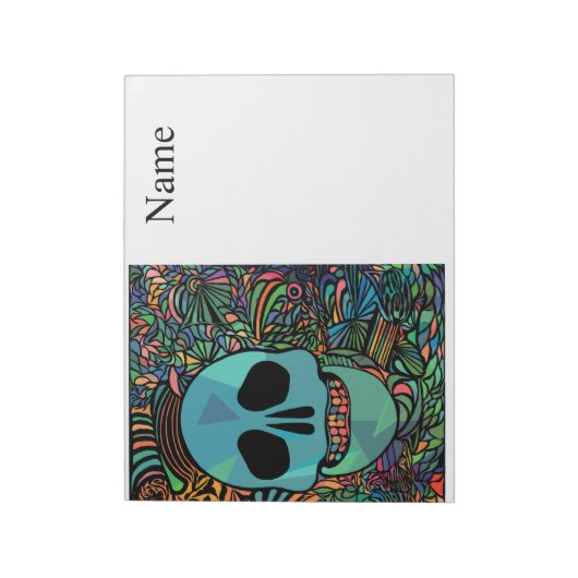 Halloween Hippie Skull Thunder_Cove Notizblock (Rotiert)