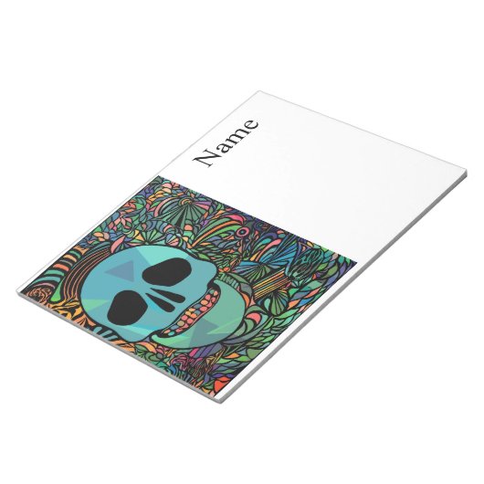 Halloween Hippie Skull Thunder_Cove Notizblock (angewinkelt)