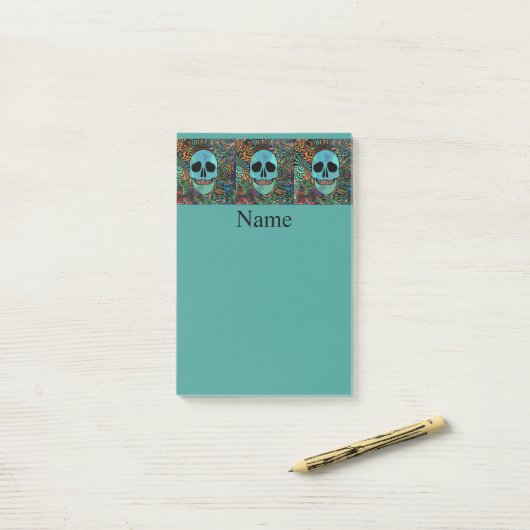 Halloween Hippie Skull Thunder_Cove Post-it Klebezettel (Auf Schreibtisch)