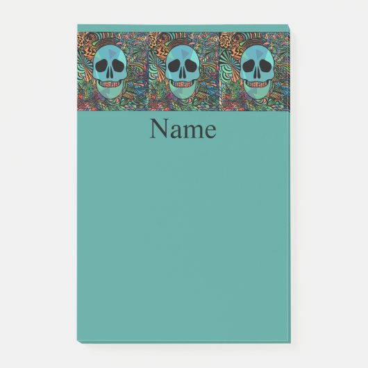 Halloween Hippie Skull Thunder_Cove Post-it Klebezettel (Vorderseite)