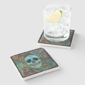 Halloween Hippie Skull Thunder_Cove Steinuntersetzer (Seitenansicht)