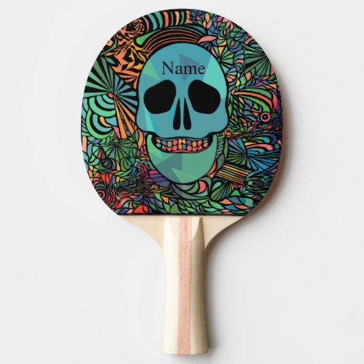 Halloween Hippie Skull Thunder_Cove Tischtennis Schläger (Vorderseite)