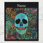 Halloween Hippie Skull Thunder_Cove Weinetikett (Einzelnes Label)
