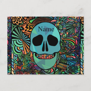 Halloween Hippie-Totenkopf Thunder_Cove Feiertagspostkarte