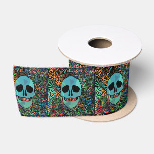 Halloween Hippie-Totenkopf Thunder_Cove Satinband