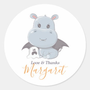 Halloween Hippopotamus Little Boo Baby Dusche Runder Aufkleber