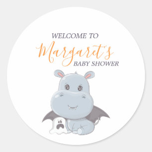 Halloween Hippopotamus Little Boo Baby Dusche Runder Aufkleber