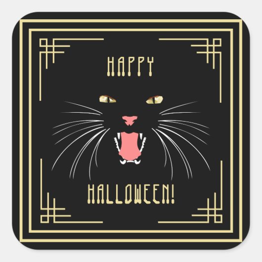 Halloween Hissing Cat Black Elegant Stickers (Vorderseite)