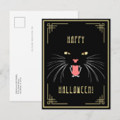 Halloween Hissing Cat Black Elegante Postkarte (Vorne/Hinten)