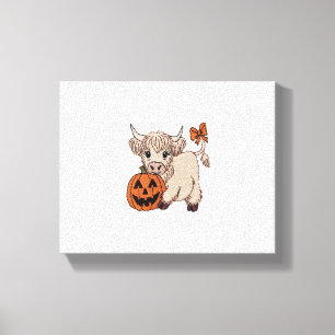 Halloween-Hochlandkuh-Kürbis Leinwanddruck